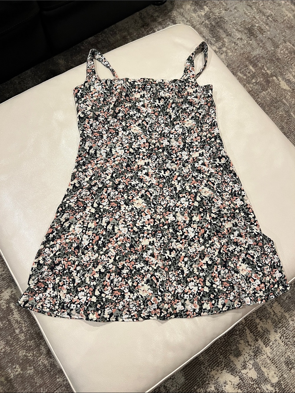 Abercrombie & Fitch Black Floral Spaghetti Strap Cami Dress